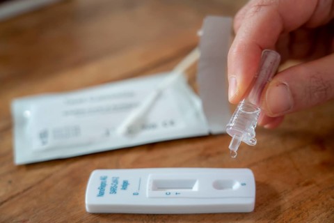 Corona antigen rapid test, lay test, self-test, for the detection of SARS-CoV-2 infection, sprinkle