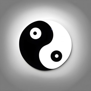 Minimalist rendering of an abstract yin yang symbol portraying work life balance, AI generated