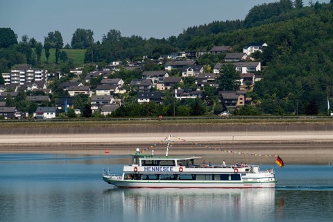 The Hennesee, Hennetalsperre in the Sauerland, excursion boat, lake tour, MS Hennesee,