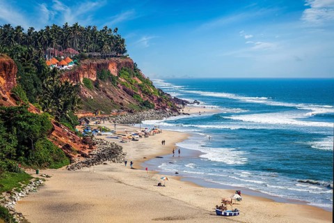 One of India finest beaches, Varkala beach, Kerala, India, Asia