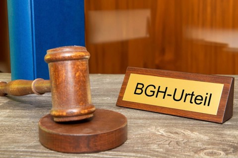 Symbolic image BGH (Federal Court of Justice) : Judge's gavel next to a brass plate with the