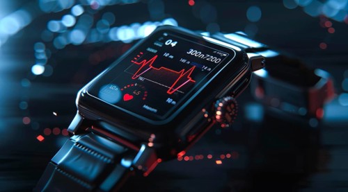 Smartwatch intelligent health and fitness monitoring, AI generated
