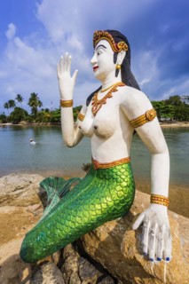 Sculptures at Wat Phra Yai, Buddhist temple, religion, Buddhism, figure, statue, sculpture,