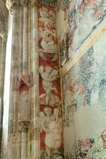 Saint-Antoine l'Abbaye labeled Les Plus Beaux Villages de France, wall painting in abbey church,