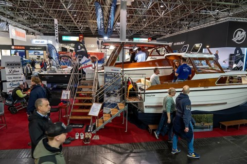 Small motorboats, at BOOT 2024, the world's largest yacht and water sports trade fair in