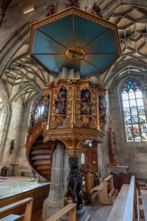 Pulpit, 17th century, of the Heilig-Kreuz-Münster, 15th century, Rottweil, Baden-Württemberg,