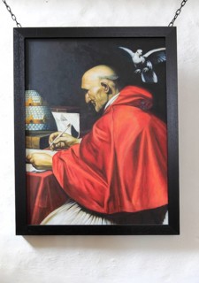 Painting of Pope Gregory, Church of Saint Gregory, Hemingstone, Suffolk, England, UK