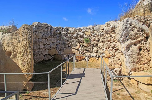 Ggantija neolithic megalithic 5500 years old prehistoric temple complex site Gozo, Malta, Europe
