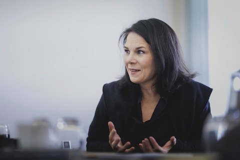 Annalena Bärbock (Alliance 90/The Greens), Federal Foreign Minister, recorded during an interview