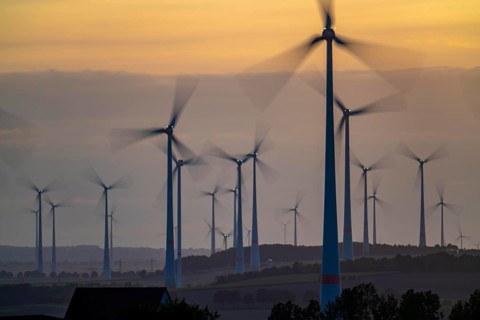 Wind farm, south of the village of Helmern, belongs to Bad Wünnenberg, Paderborn district, OWL,