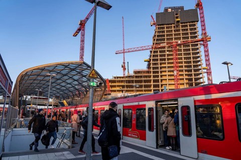 Shell of the Elbtower construction project, the architectural completion of Hafencity Hamburg, in