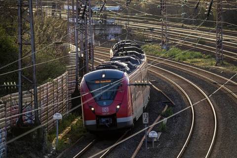 Regional train, RB 33, on the tracks, railway layout, railway line west of the main station of