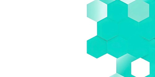 Abstract composition of interlocking turqouis hexagons, AI generated
