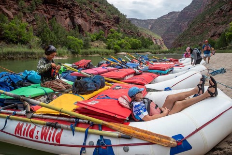 Dinosaur, Colorado, River rafters on the Green River in Dinosaur National Monument