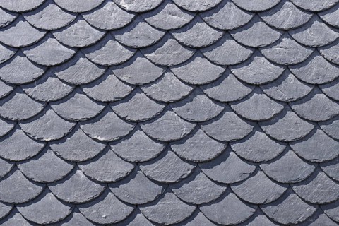 Facade clad with natural slate, covering with special fish scales, Wilnsdorf. North