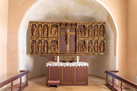 Altar of Lindelse Church, Langeland Island, Denmark, Europe