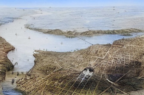 Washington DC and its surroundings at the time of the Civil War, USA, Historical, digitally