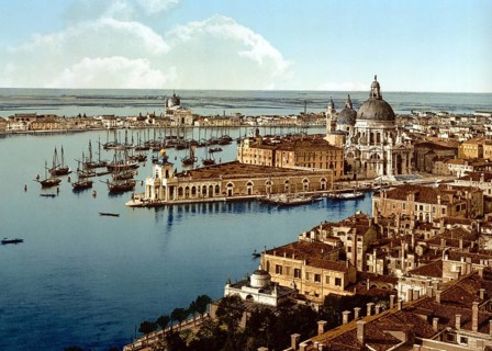 View from the Campanile, Venice, Italy, Historical, digitally restored reproduction from a 19th