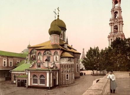 Church in the Holy Trinity Lavra of St Sergius, an Orthodox Russian monastery in Sergiev Posad,