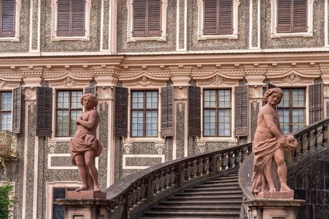 Dam in front of Favorite Palace in Rastatt, Baden-Württemberg, Germany, Europe