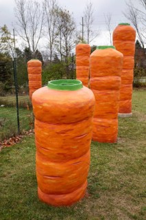 Ann Arbor, Michigan - Large concrete carrots are planted outside the headquarters of Food Gatherers