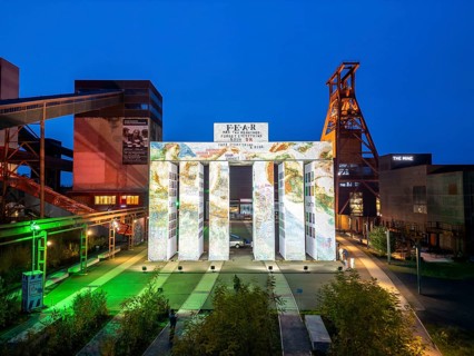 Temporary art installation Global Gate at the UNESCO World Heritage Site Zeche Zollverein,