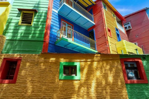 Argentina, colorful buildings of El Caminito, a popular tourist destination in Buenos Aires., South