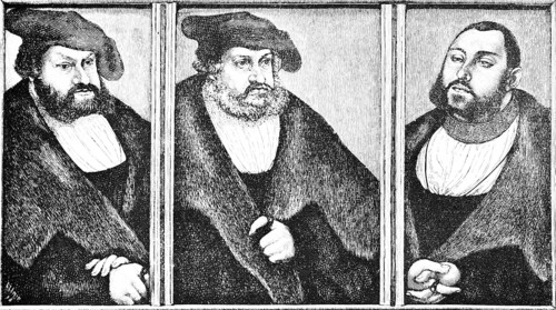 Electors of Saxony, Frederick the Wise (l), John and John Frederick (r), after Lucas Cranach,