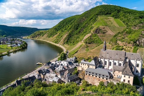 View of Beilstein and the Moselle from Metternich Castle, Rhineland-Palatinate, Germany, Europe