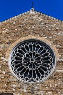 14th century rose window, San Giusto Cathedral, Colle di San Giusto, Trieste, harbour town on the