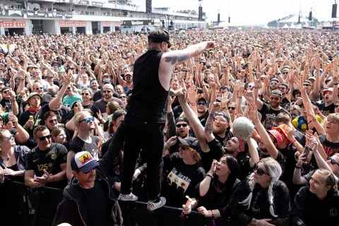 Adenau, Germany, 7 June 2024: Ben Thatcher, drummer of Royal Blood, in the audience at Rock am Ring