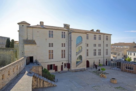 Museum on the historic city wall, Aigues-Mortes, Gard, Camargue, Provence, France, Europe