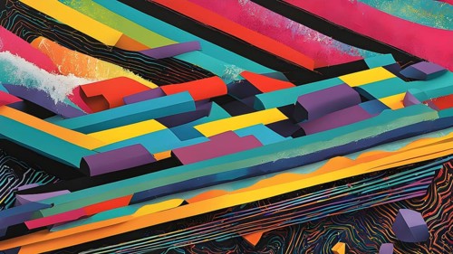 Pop art styled music album illustration featuring abstract crayon patterns and erratic lines in