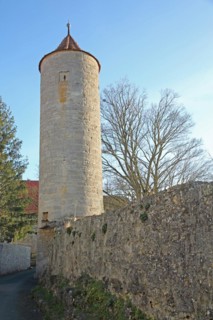 Historic defence defence tower as part of the historic town fortifications, town wall, defence