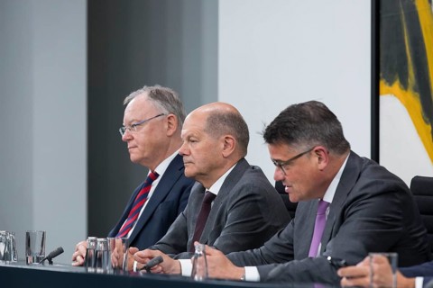 Stephan Weil (Minister President of Lower Saxony, SPD), Olaf Scholz (Federal Chancellor of the