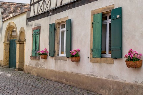 Facade of an old winegrower's house, Deidesheim, Palatinate, Rhineland-Palatinate, Germany, Europe