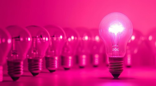 Concept of bright business idea, success and innovation. Inspiration and innovation concept, AI