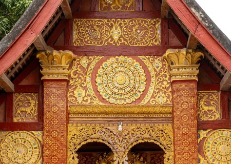 Architectural detail, Wat Sibounheuang, Luang Prabang, Laos, Asia