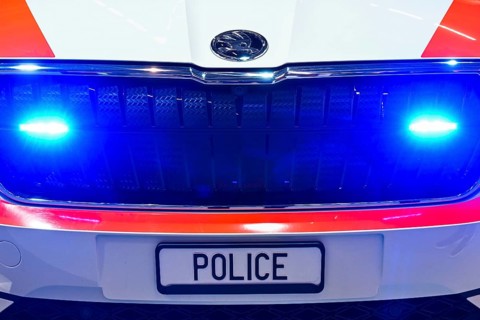 Police car electric blue light