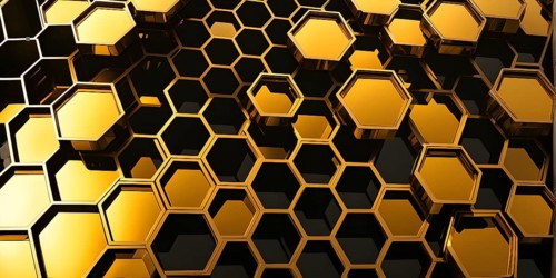 Abstract artwork based on the hexagonal patterns of a honeycomb highlighting efficient structural