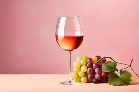 Glass of rose wine with grapes. KI generiert, generiert AI generated