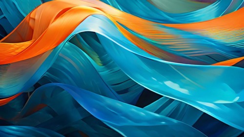 Background of softly flowing ribbons with color weaves intricately throughout the backdrop, AI