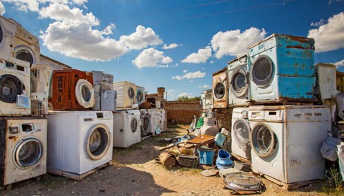 Symbolism, large junkyard with household appliances, scrap metal, AI-generated, AI-generated, AI