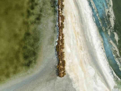 Salt marshes near Sanlúcar de Barrameda. Aerial view. Drone shot. Cádiz province, Andalusia, Spain,