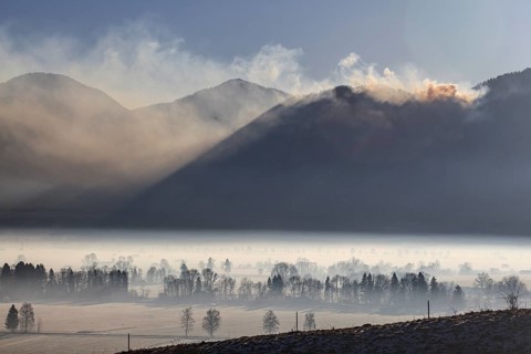 Forest fire, smoke, fire at Jochberg 2017, Alpine foothills, Upper Bavaria, Bavaria, Germany,