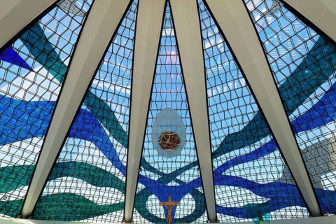 Stained glass ceiling, Roman Cathedral of Brasilia or Metropolitan Cathedral of Our Lady of