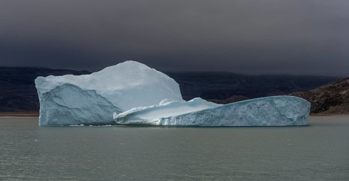 Floating iceberg, Scoresbysund or Kangertittivaq in Greenlandic, the largest and longest fjord