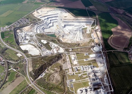 Bernburg, Saale, quarry, cement works, raw material, mining, aerial view, Saxony-Anhalt, Germany,