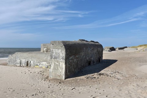 Bunker, Botonbunker of the Atlantic Wall in Denmark on the beach of Jutland