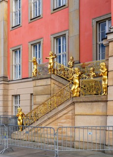 Putti on the flag staircase at the state parliament building, Potsdam, Brandenburg, Germany, Europe